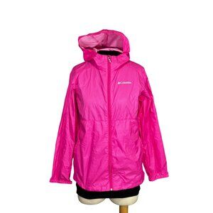 Columbia Girls Pink Lightweight Rain Jacket With Hood XL
